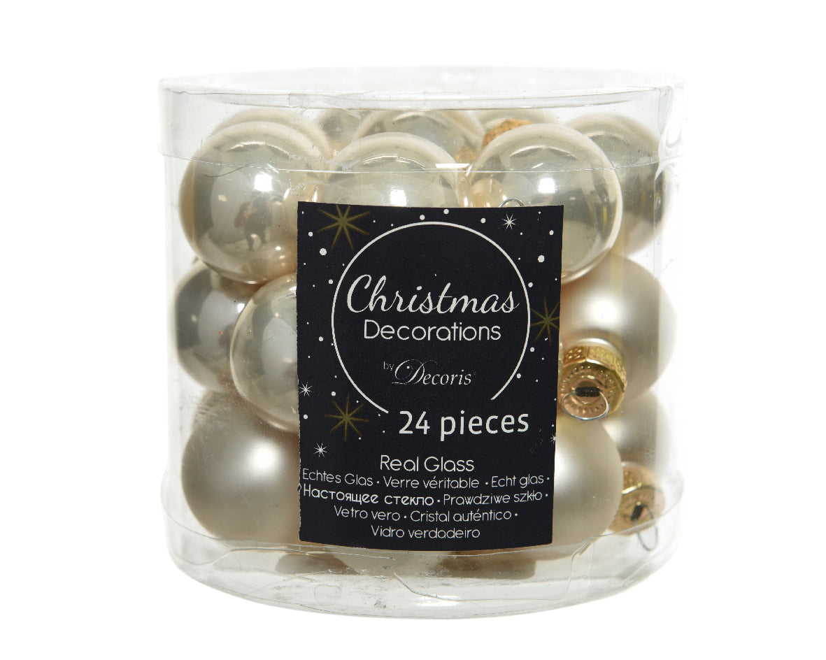 Pearl Mixed Glass Baubles - Tube of 24