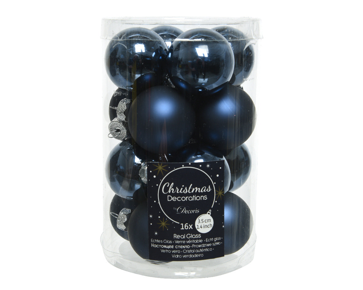 Night Blue Mixed Glass Baubles - Tube of 16