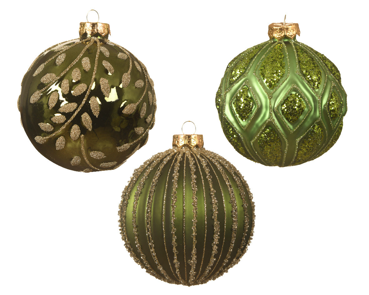 Enamel & Matt Glass Bauble - 10cm
