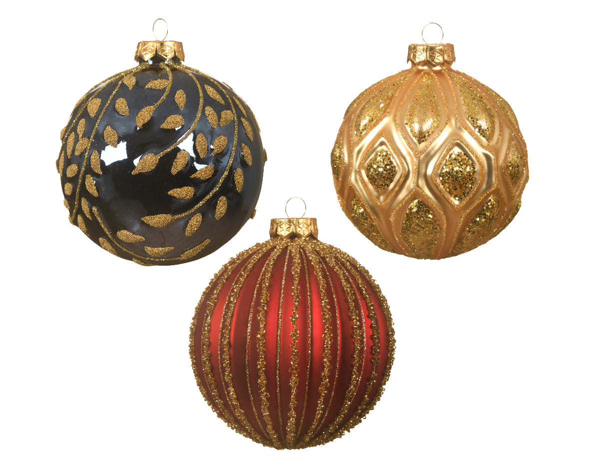 Shiny & Matt Glass Bauble - 10cm