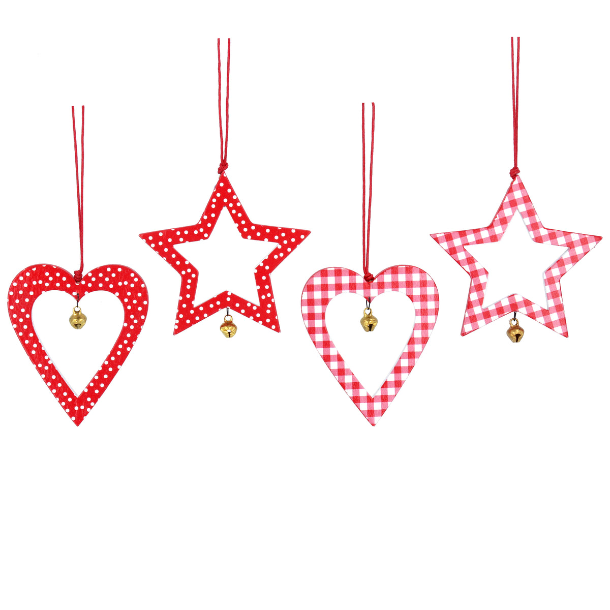 Gisela Graham - Red & White Gingham/Polka Dot Wooden Frame Decoration - Single