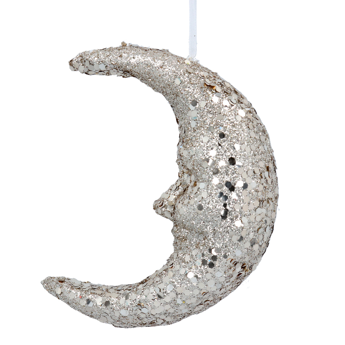 Gisela Graham - Gold Glitter Moon Face Tree Bauble