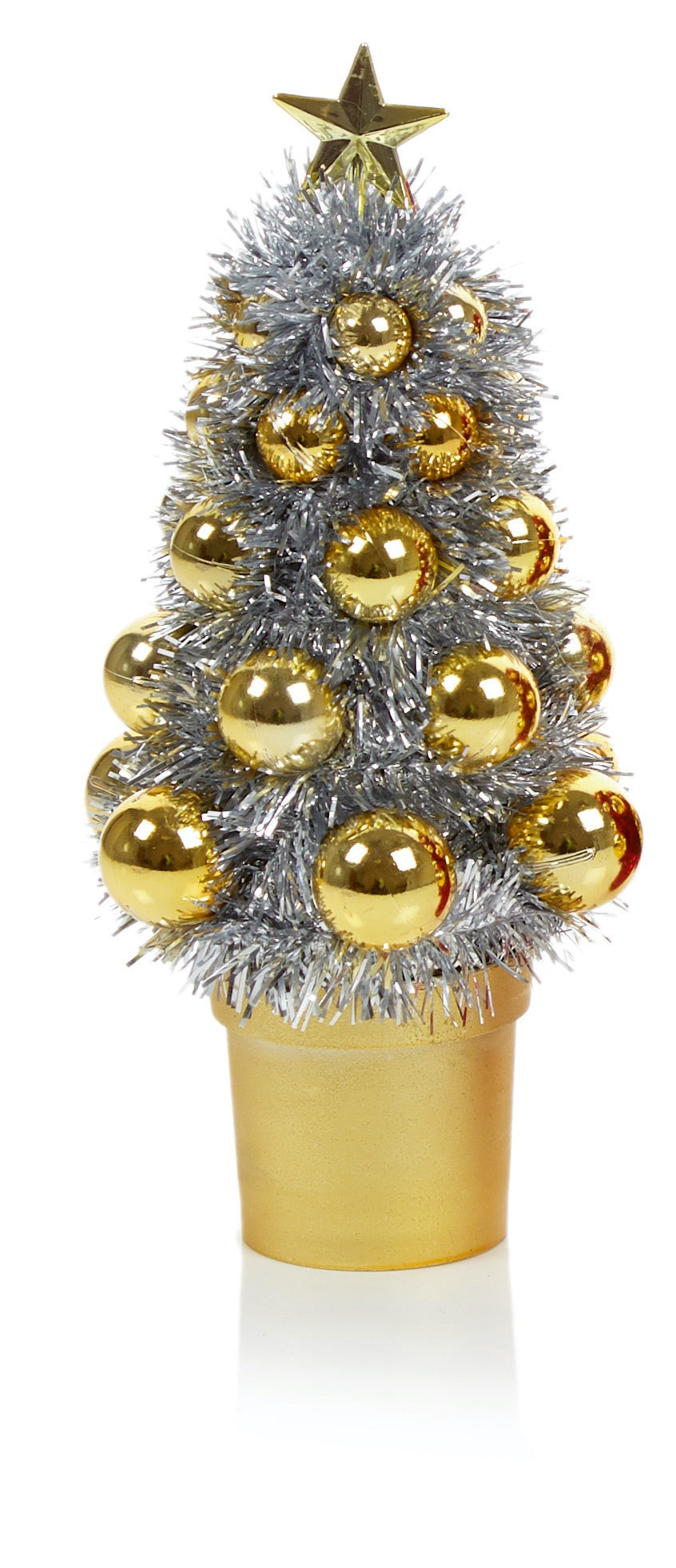 Adorable Mini Decorated Tinsel Christmas Tree in Pot - 21cm
