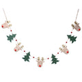 Gisela Graham - Wooden Deer Head & Christmas Trees String Garland - 120cm