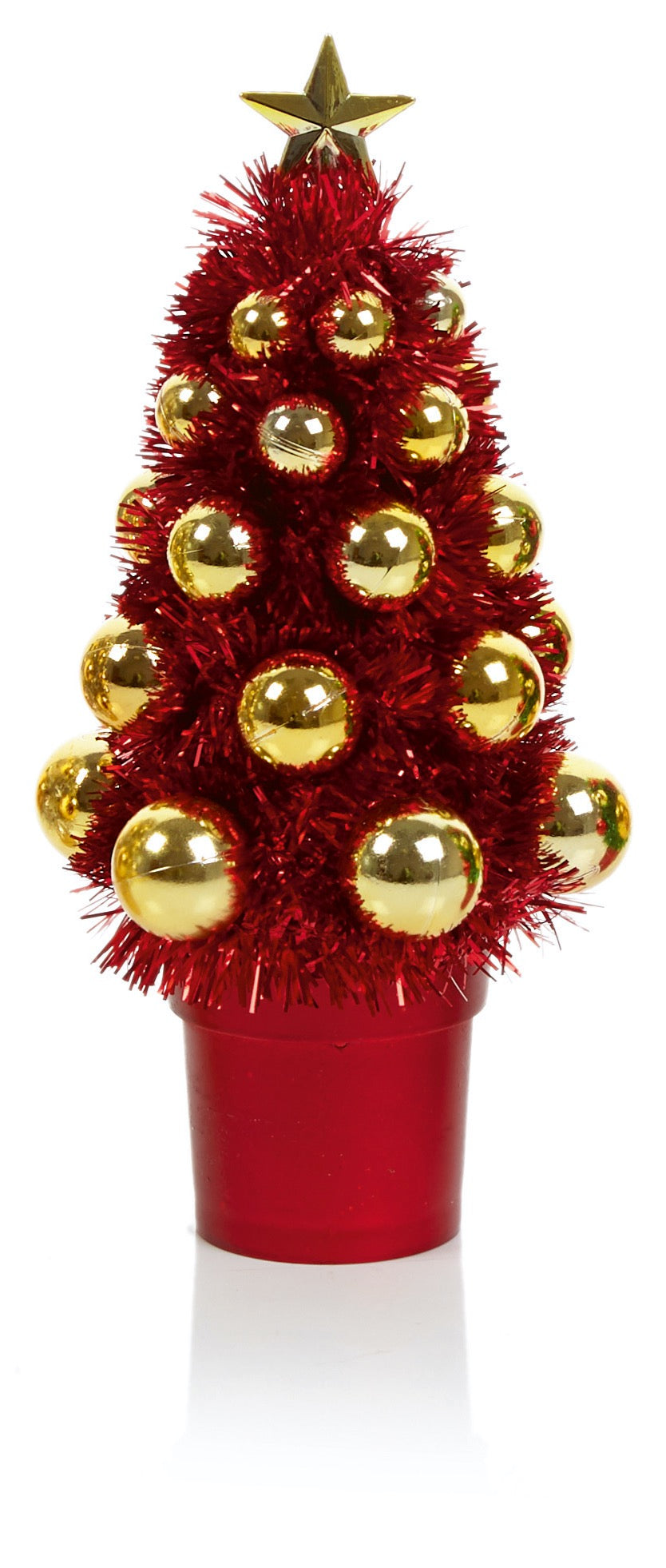Adorable Mini Decorated Tinsel Christmas Tree in Pot - 21cm