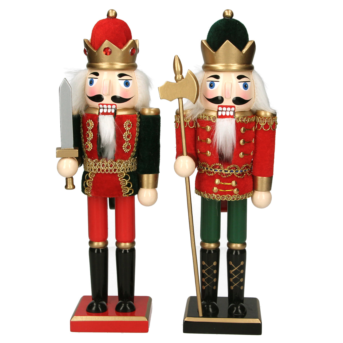 Gisela Graham - Medium Traditional Velvet Wooden Nutcracker Ornament - Single