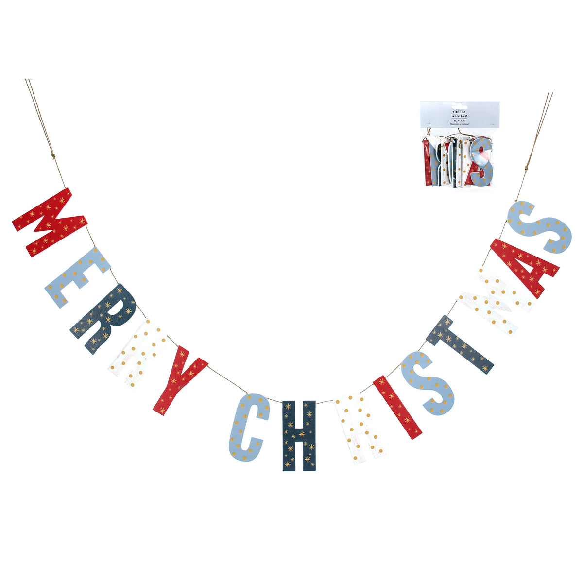 Gisela Graham - Wooden 'Merry Christmas' Garland