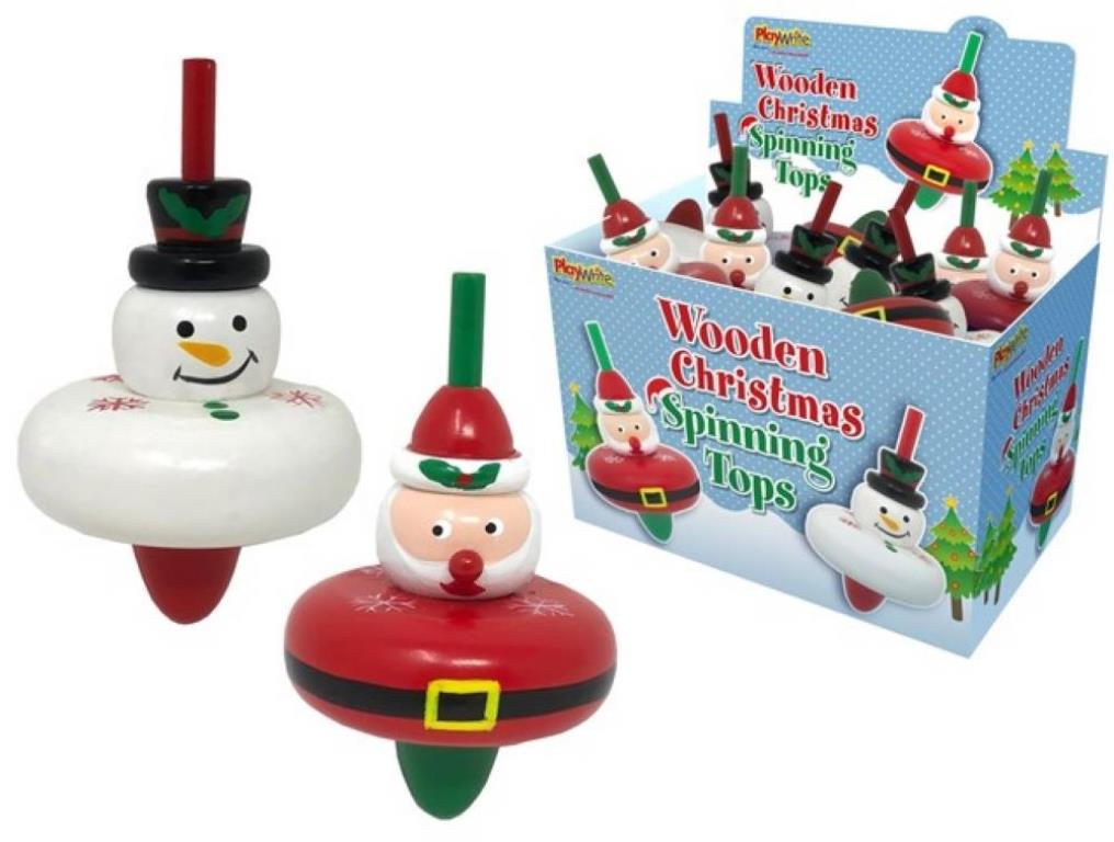 Wooden Christmas Spinning Top Toy