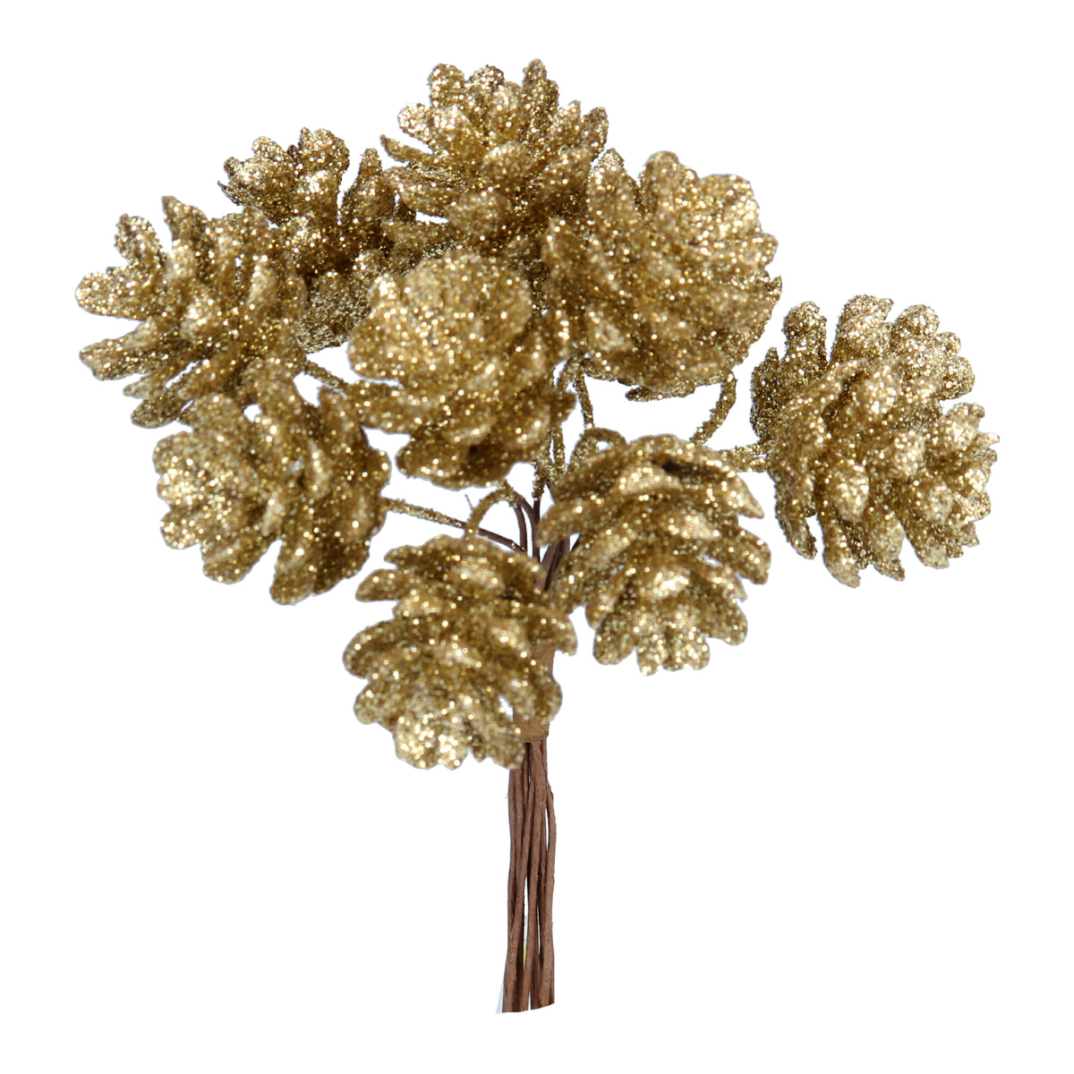 Gisela Graham - Gold Glitter Mini Cone Bunch Pick