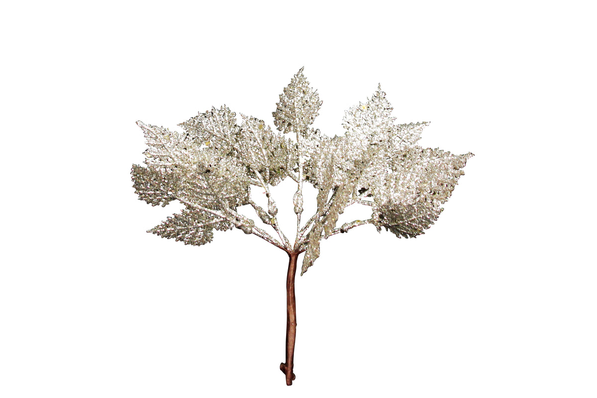 Gisela Graham - Pale Gold Glitter Leaf Pick Bunch