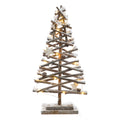 Micro LED Snowy Twig / Stick Tree in Brown Rattan Wood with Star Ornaments