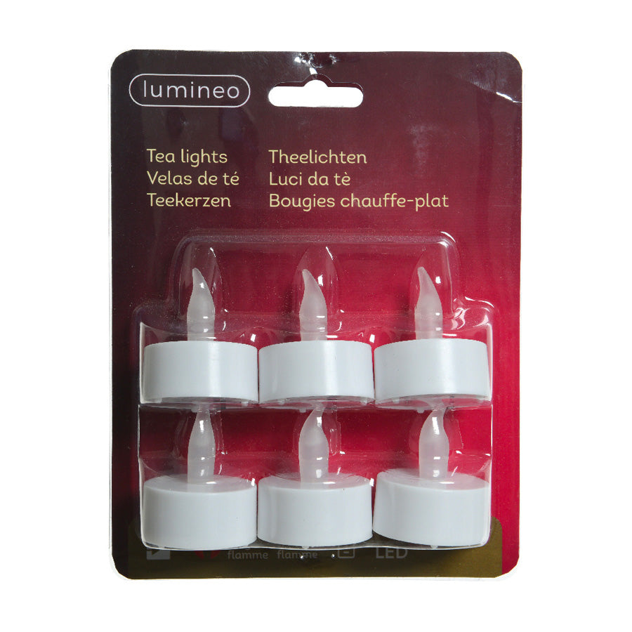 LED Plastic Battery Operated Tea-lights - Pack of 6
