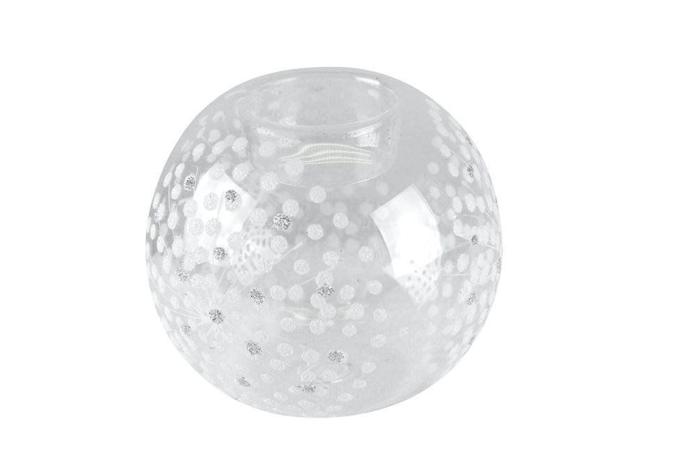 Gisela Graham Glass Nite Lite Ball 10cm Clear Iridescent Starburst Candle Holder