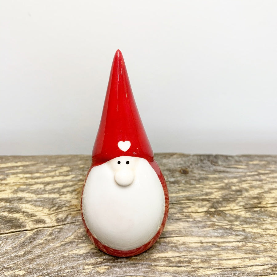 Red and White Heart Ceramic Christmas Gonk