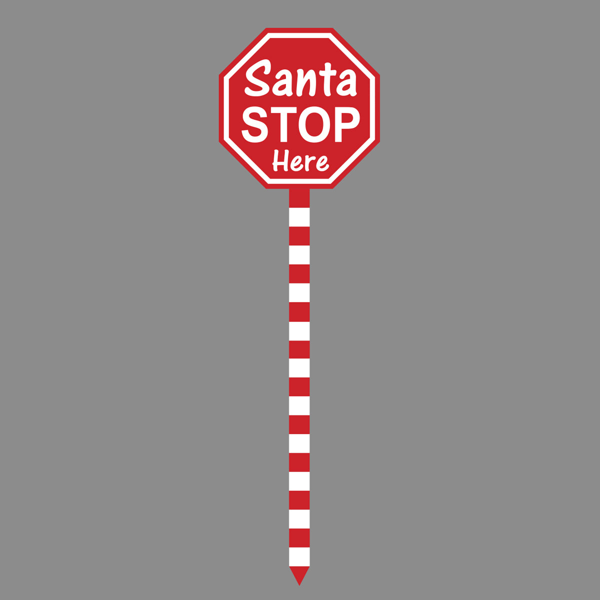 Santa Stop Here Red and White Candy Cane Yard Stick