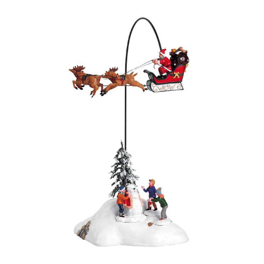 Lemax Santa Claus Is Coming To Town- Flying Santa & Sleigh Animated Ornament