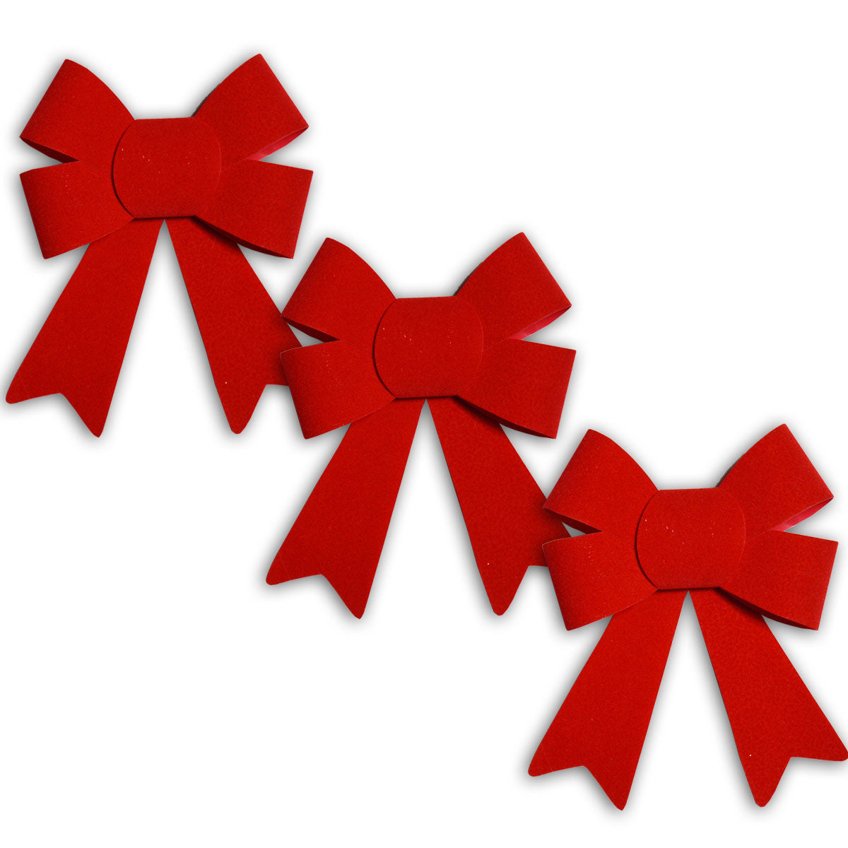 Set of 3 Christmas Red Velour Bow / Ribbon- 13cm