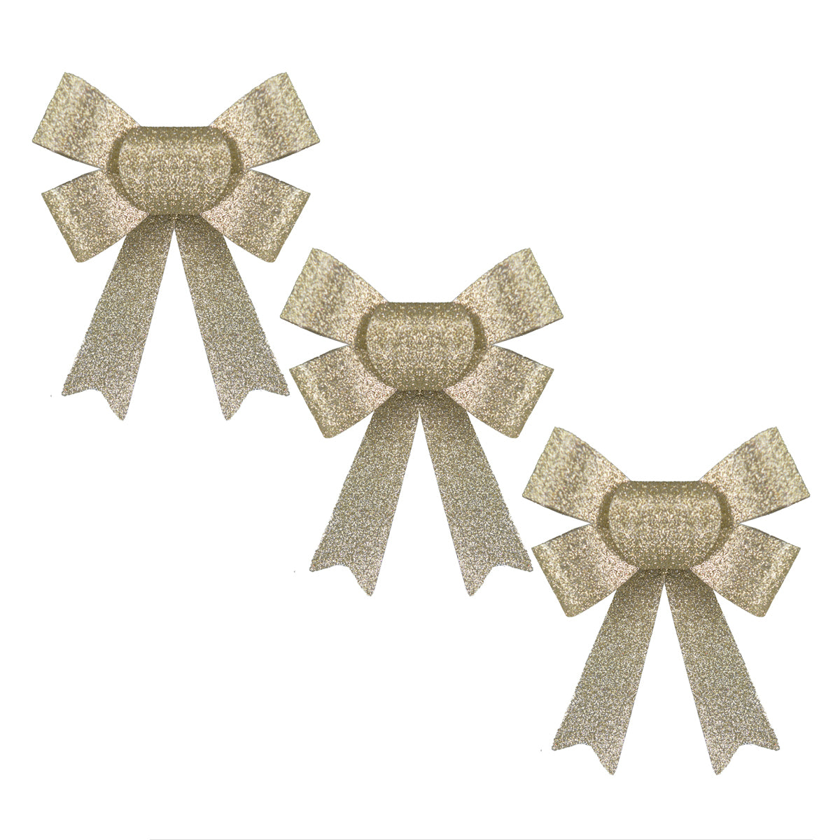 Champagne Glitter Bows - Set of 3