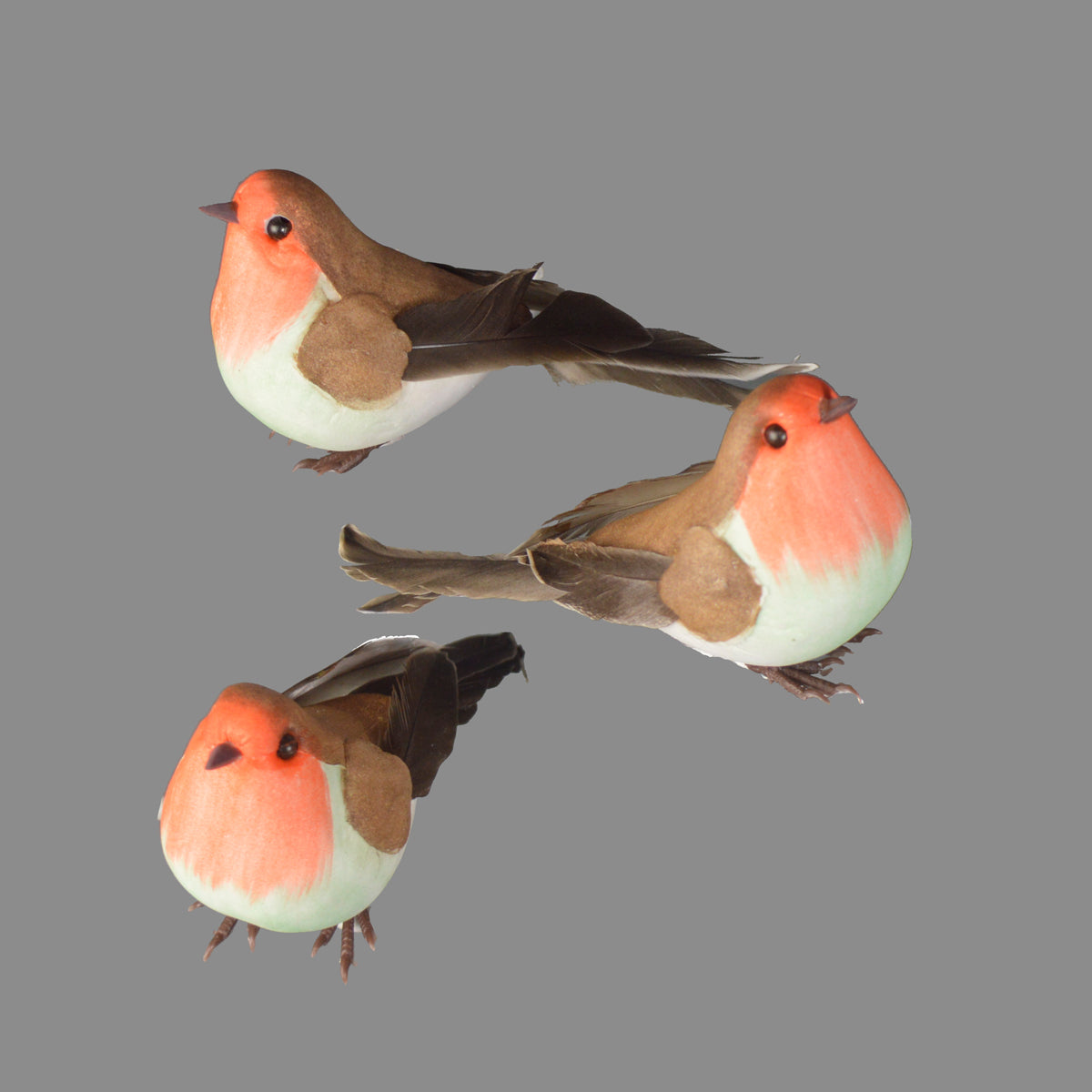 Set of 3 Perching Robin on Wire - 11cm