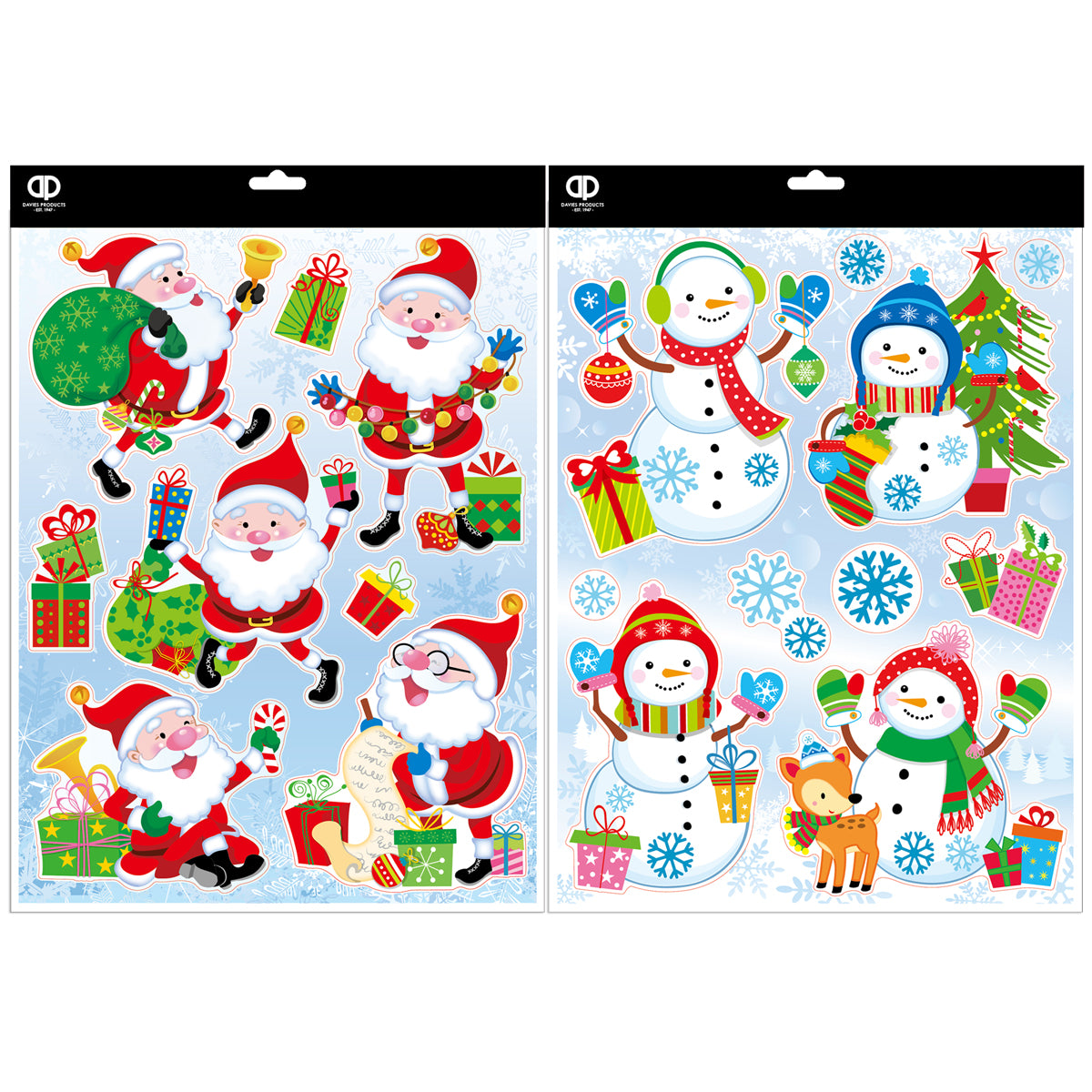Frosty Cute Christmas Window Stickers Santa or Snowman