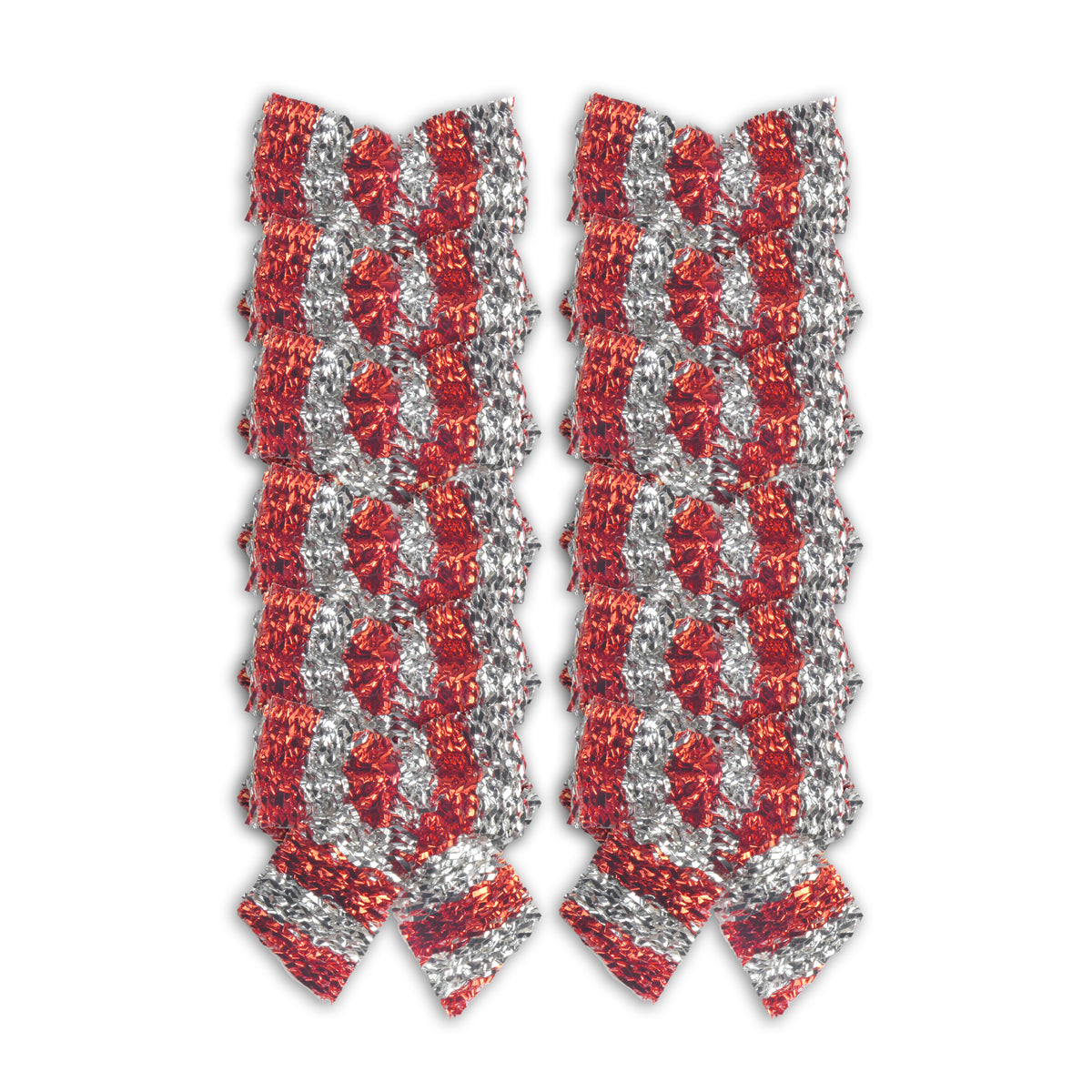 Sparkly Tinsel Christmas Red & Silver Wire on Bows / Ribbons 6.5cm - Pack of 12