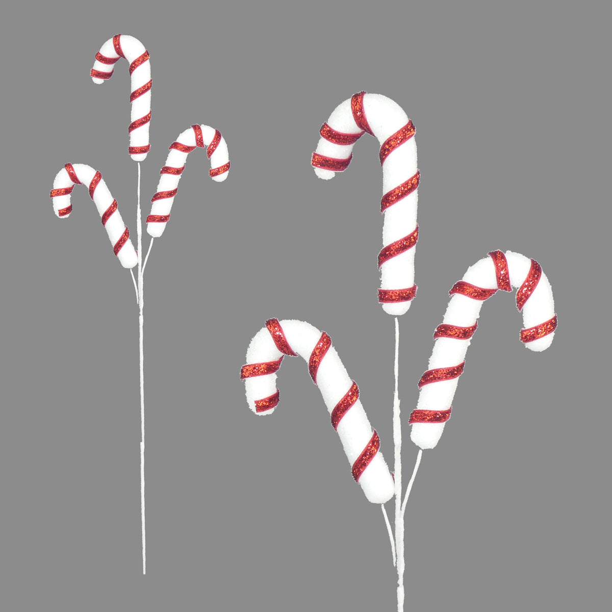 Red & White 3 Candy Cane Pick- 48cm