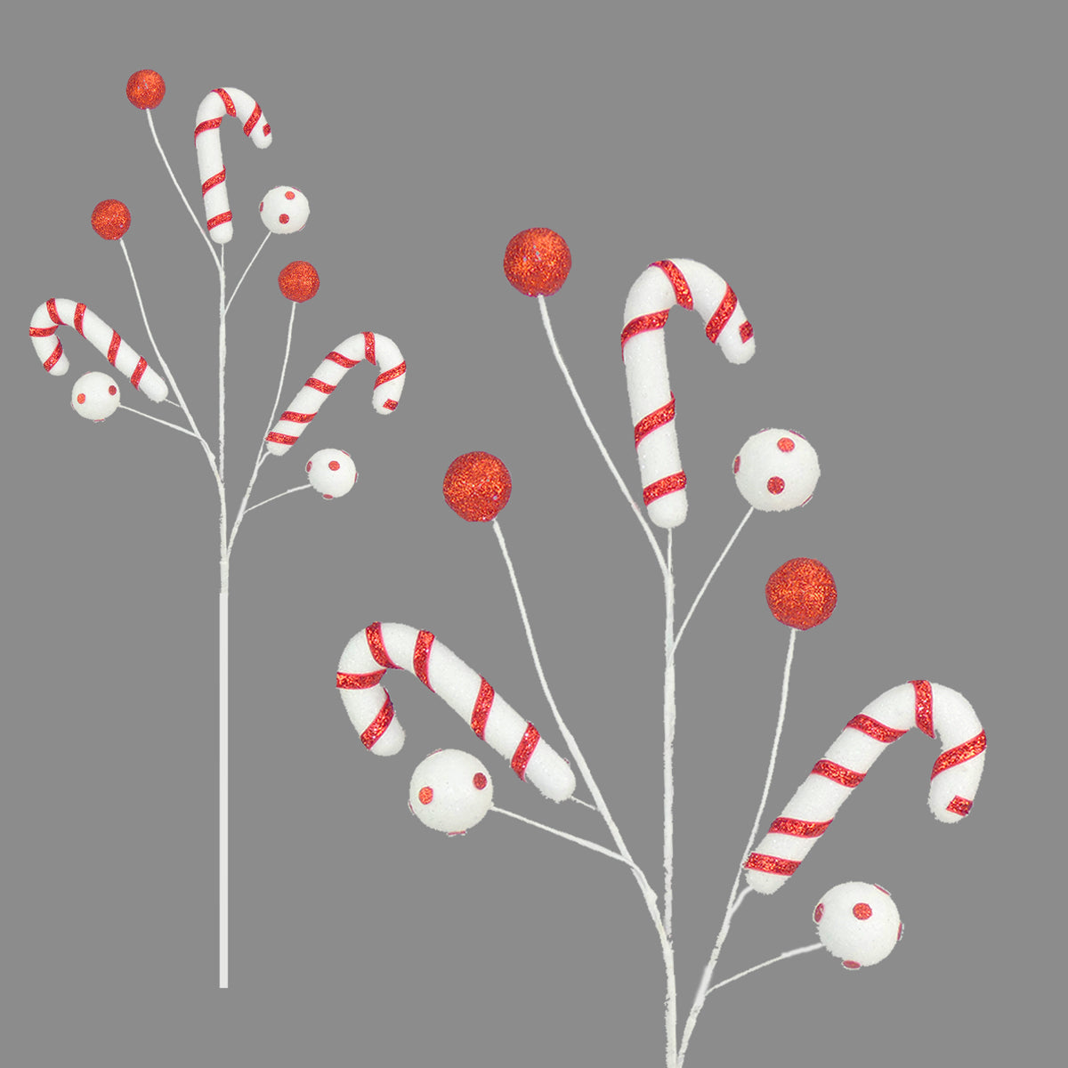 Red & White Candy Cane Ball Pick- 65cm