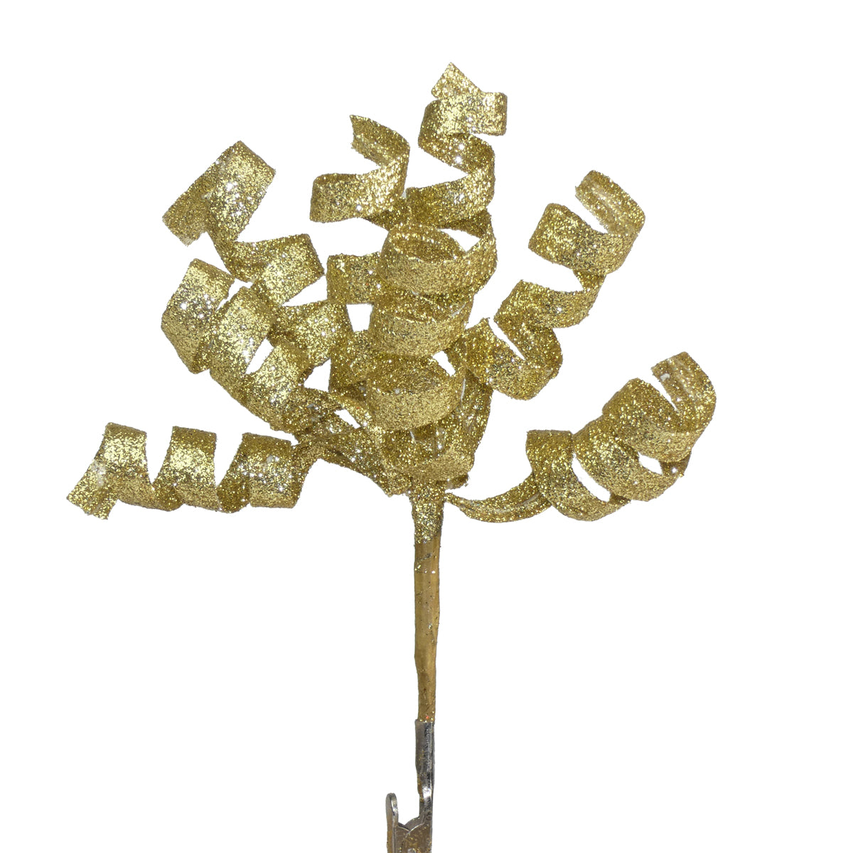 Gold Glitter Curl Clip Pick - 10cm