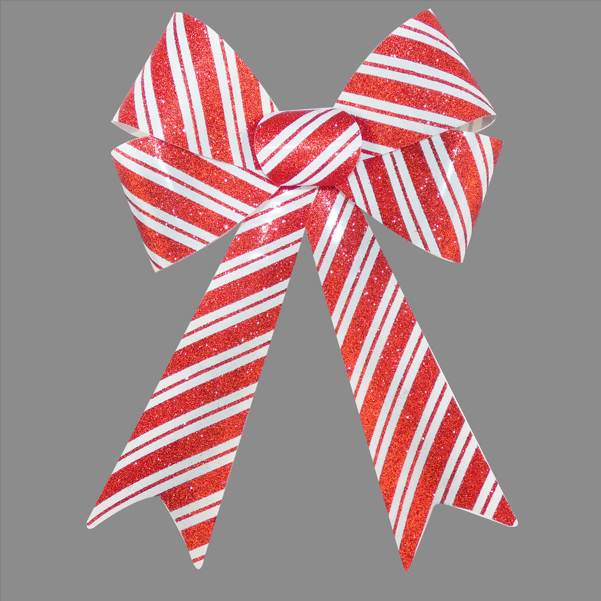Large Red & White Candy Cane Glitter Bow / Ribbon - 32cm