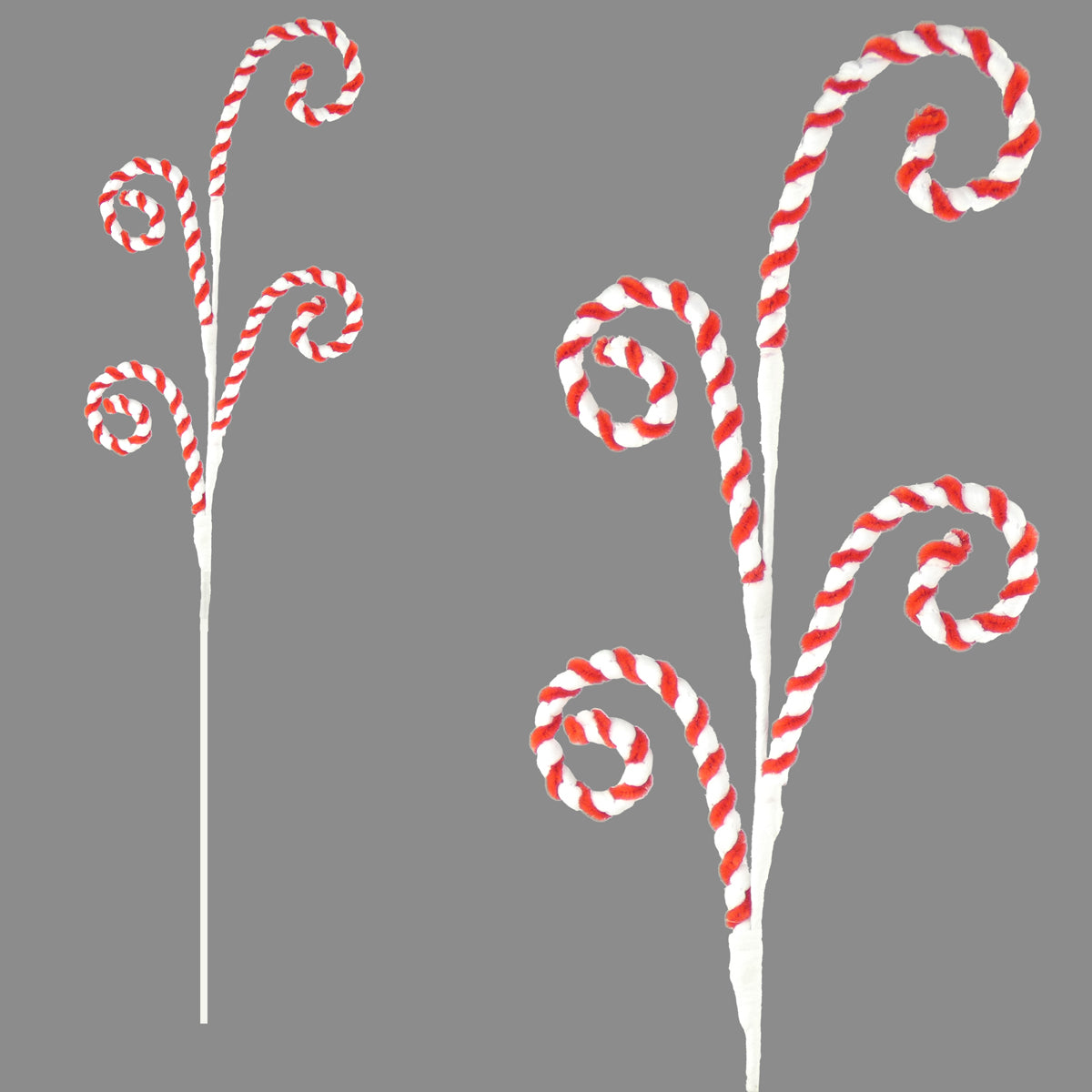 Chenille Red & White Candy Cane Swirl Pick - 73cm