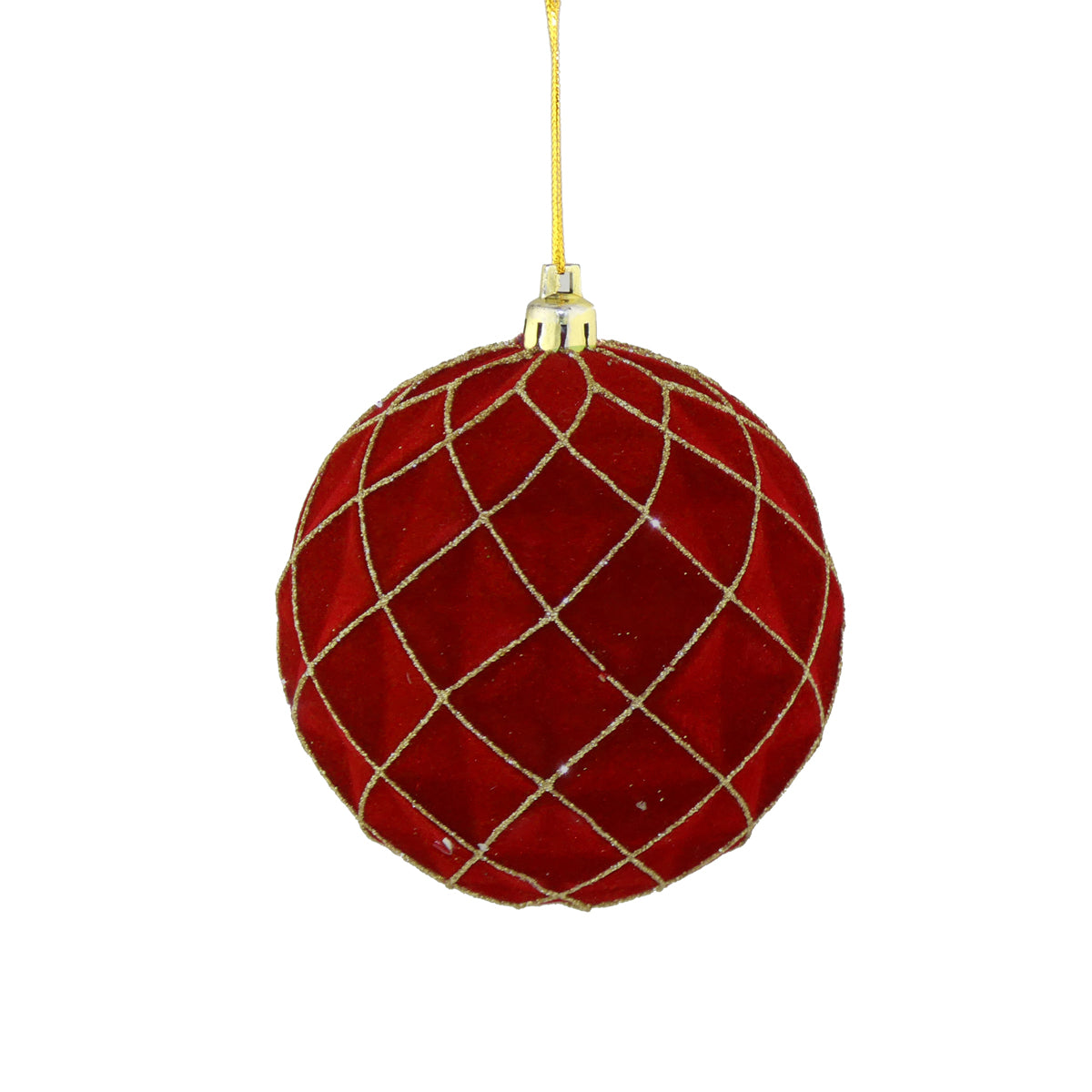 Dark Red Wine Flock Cross Glitter Bauble - 10cm