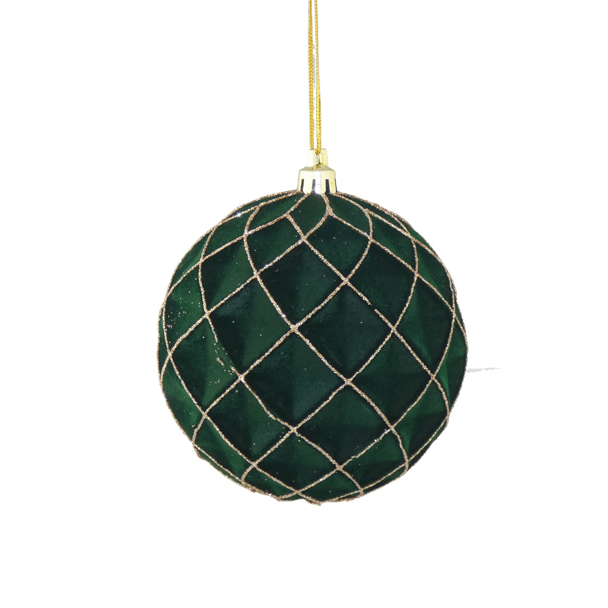 Dark Green Flock Cross Glitter Bauble - 10cm