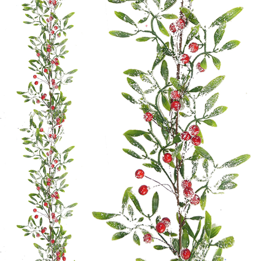 Red Berry and Leaf Snowy Garland - 1.5m