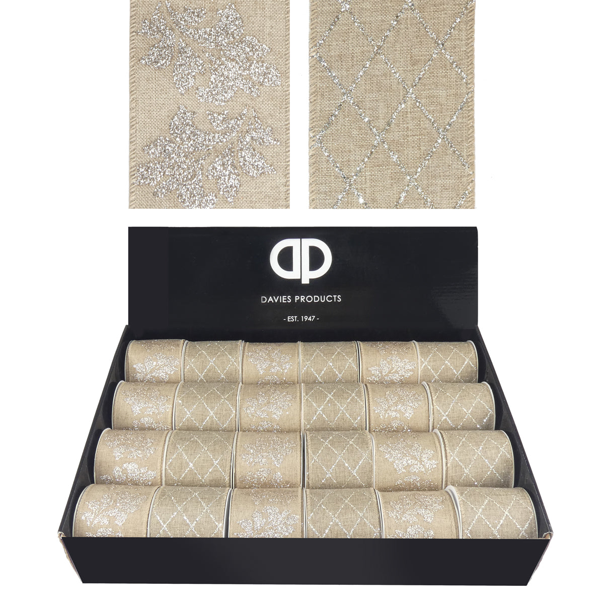 2.7m Natural Champagne Christmas Wired Ribbon