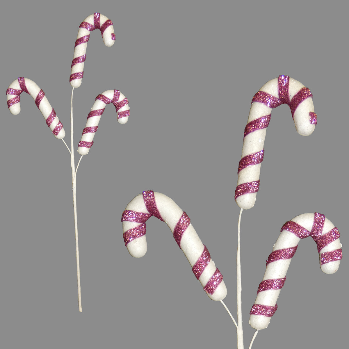 Pink & White 3 Candy Cane Pick- 48cm
