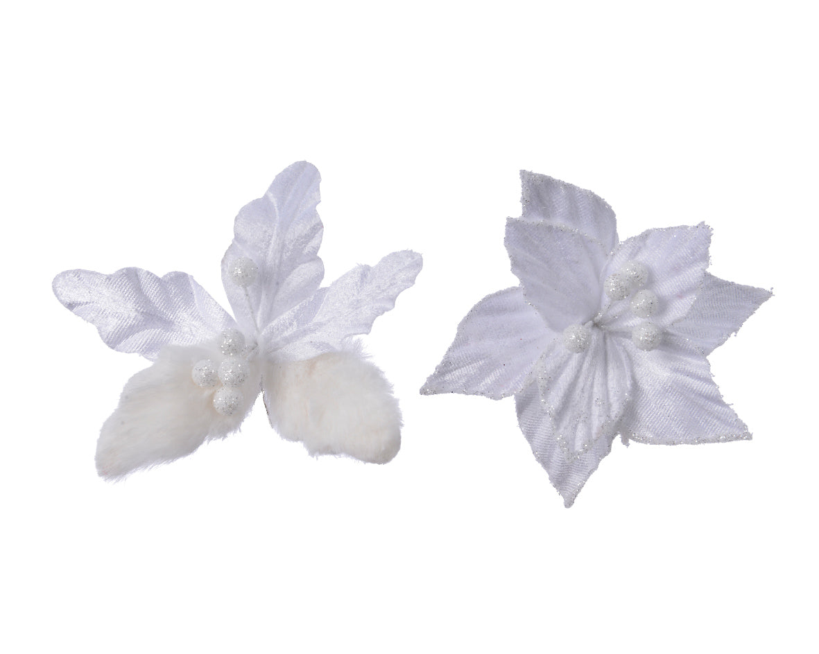 Winter White Poinsettia on Clip