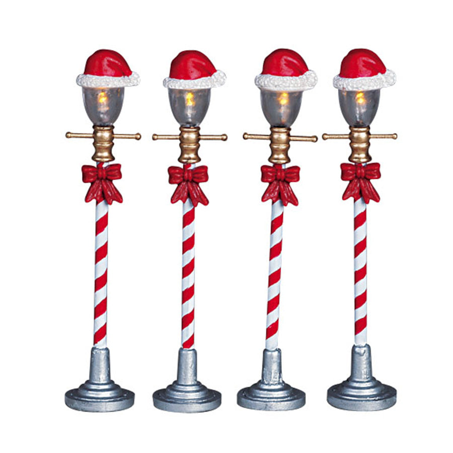 Lemax Santa Hat Street Lamp - Set of 4