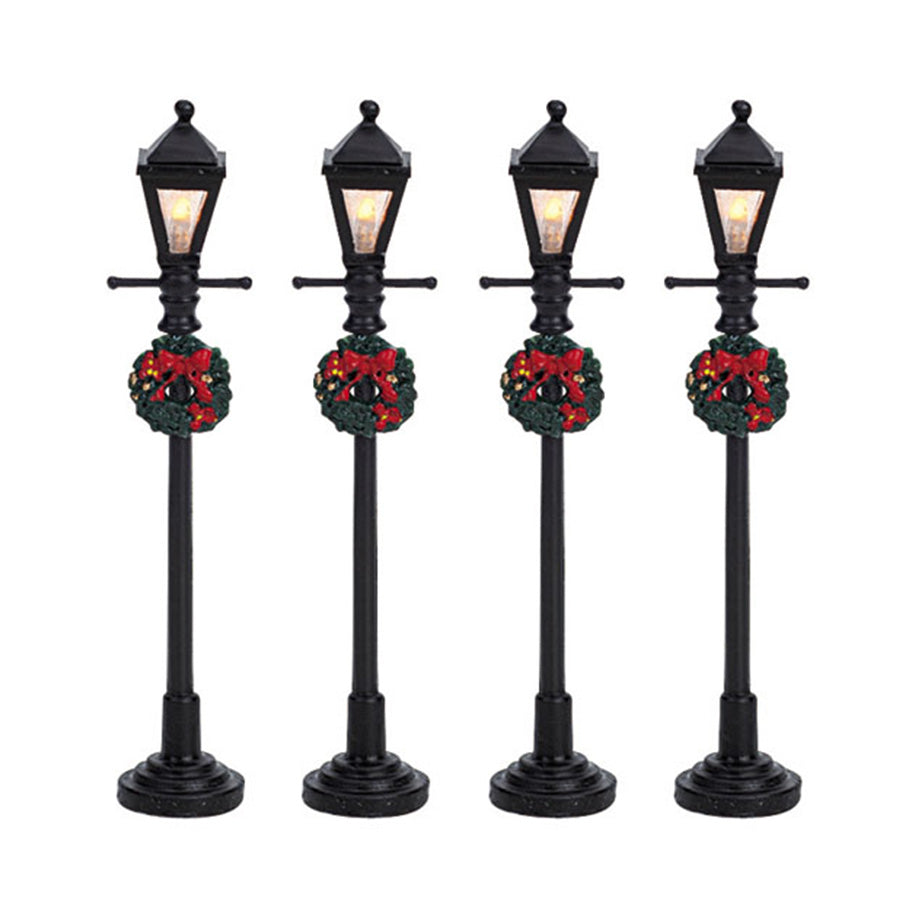 Lemax Gas Lantern Christmas LED Street Lamp - Set of 4