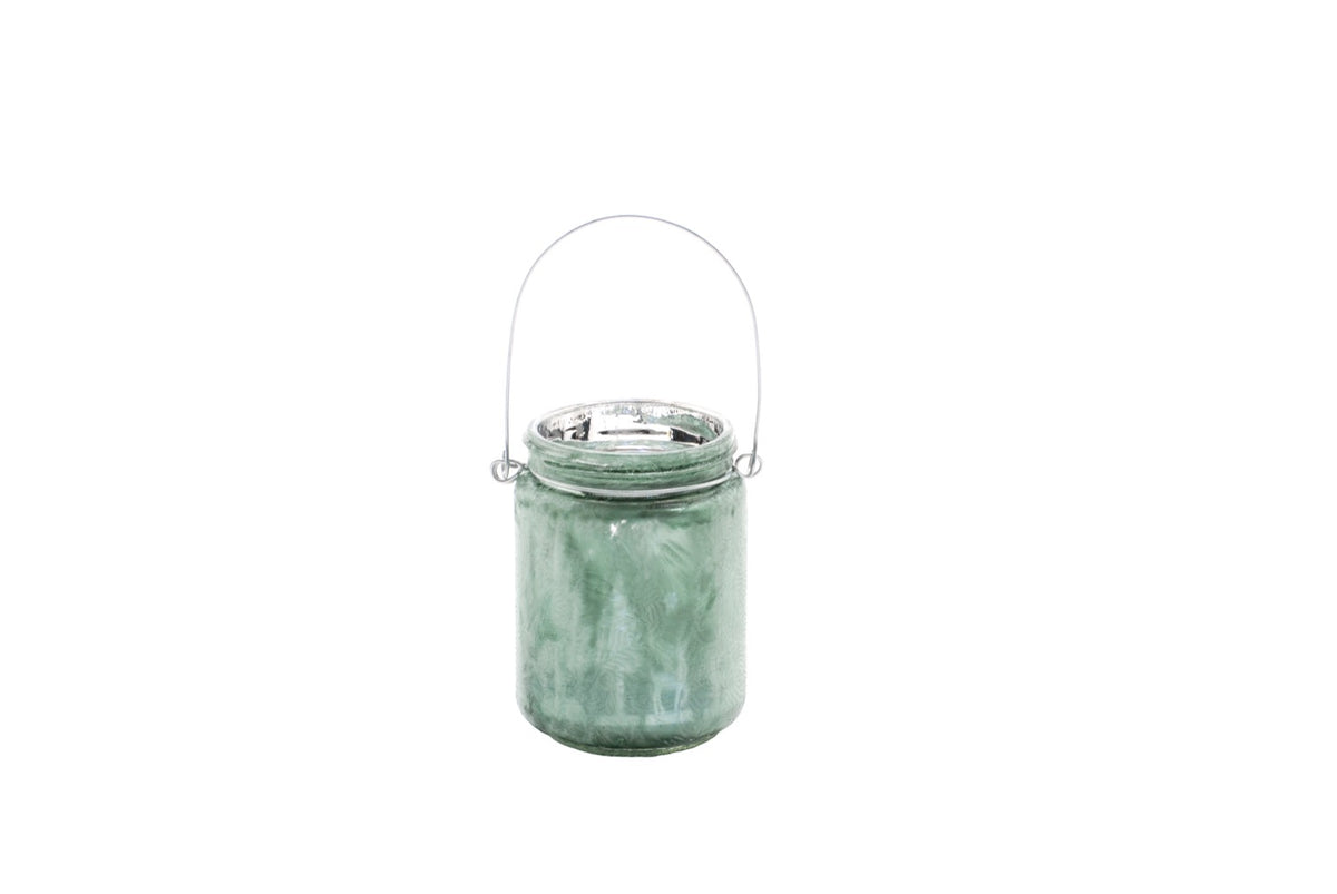 Green Glass Jar Tealight Holder Decoration