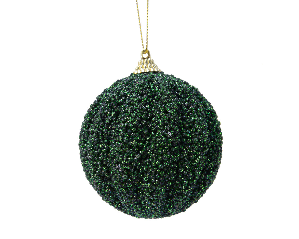 Pine Green Foam Glitter Bauble - 8cm