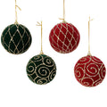 Red / Green Foam Bauble with Glitter Pattern