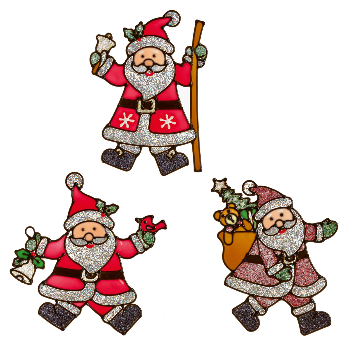 Glitter Santa Window Cling Sticker - 18cm