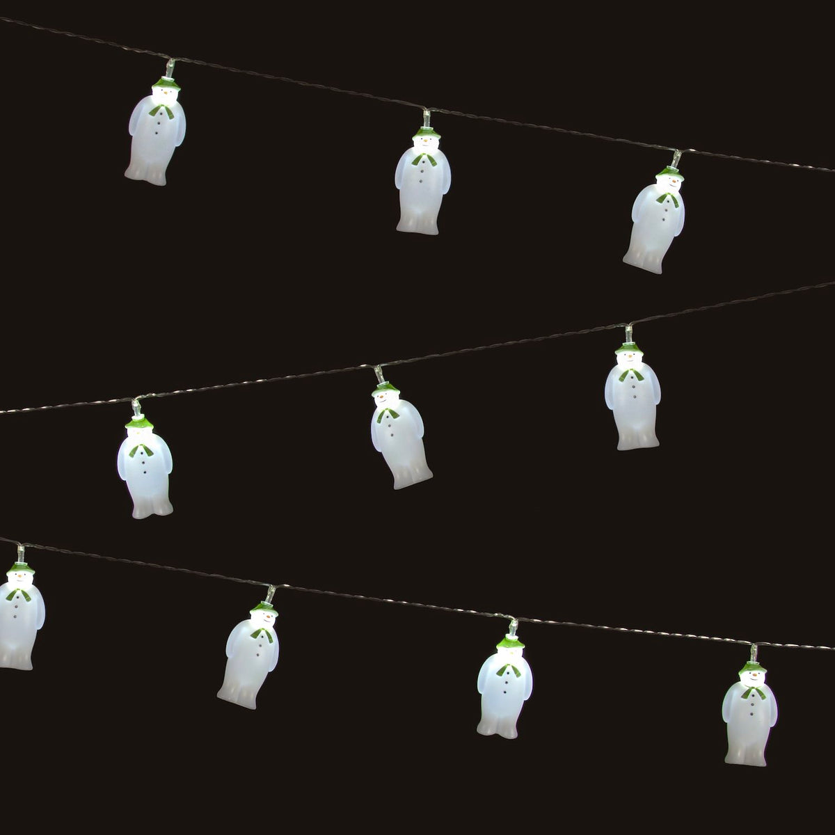 Blow Moulded Snowmen LED Lights from the Snowman - Set of 10 Battery Operated