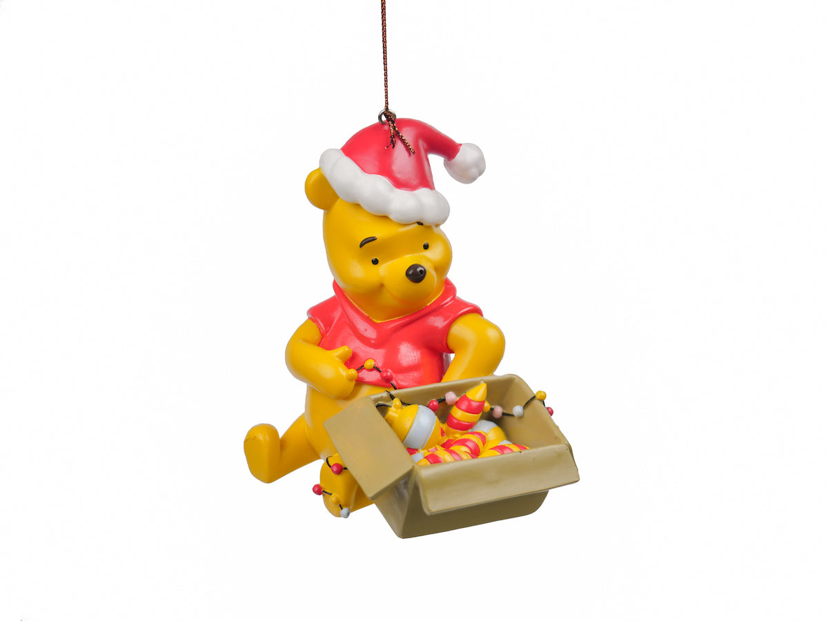 Disney Winnie the Pooh Bear with Festive Box Christmas Bauble