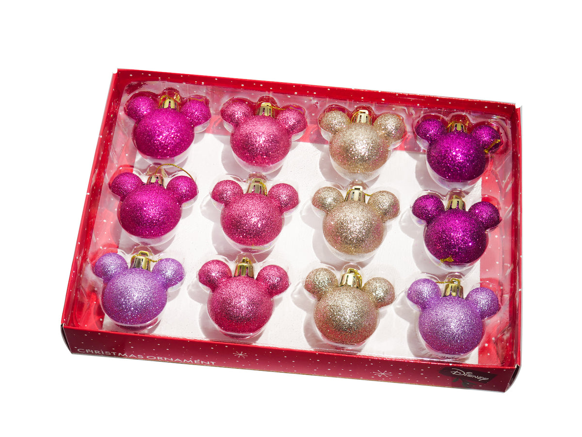 Disney Minnie Mouse Ear Mini Glitter Baubles - Box of 12