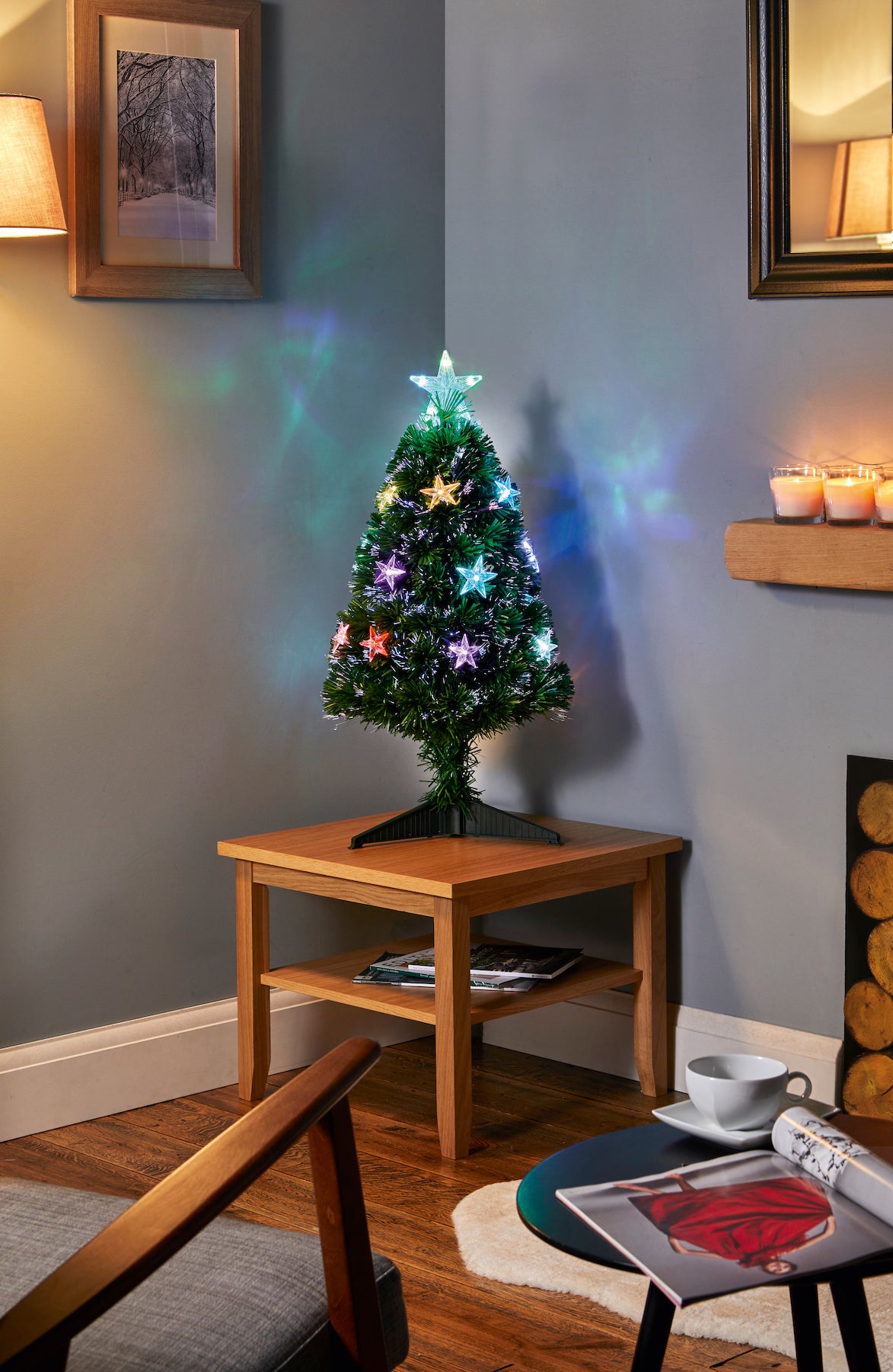 Fibre Optic Star Tree with Red, Blue & Green LEDs