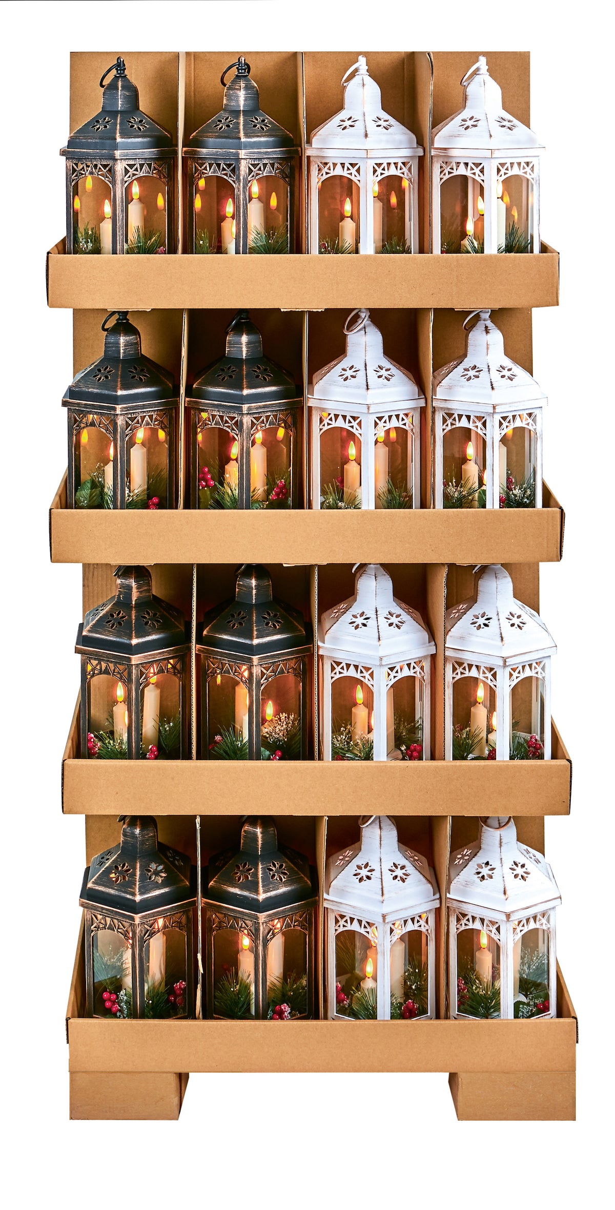 Special Offer - Hexagonal Lantern with Triple Flickabrights Real Flame LEDs - Battery Operated
