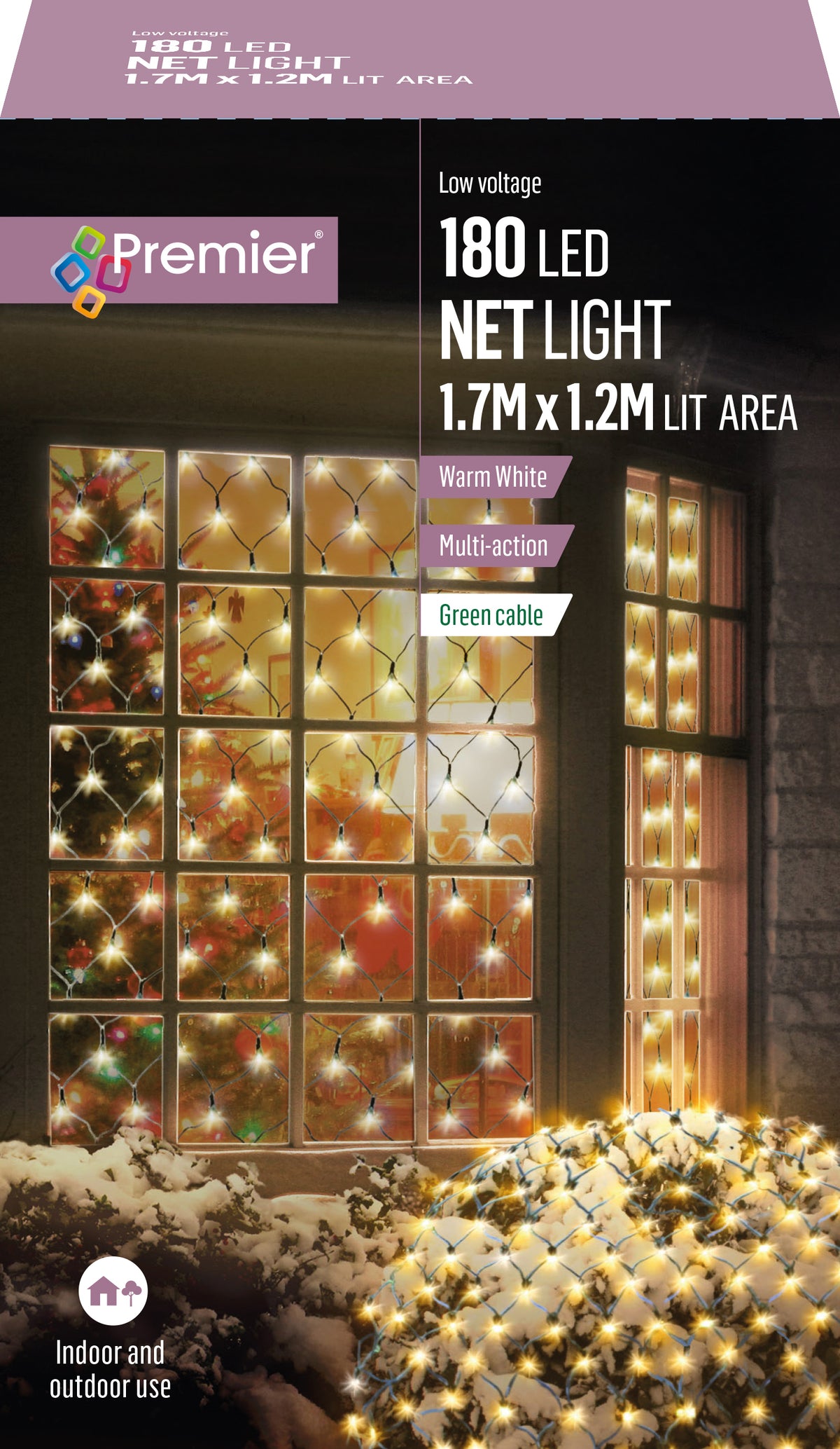 Multi-Action Warm White LED Net Christmas Lights