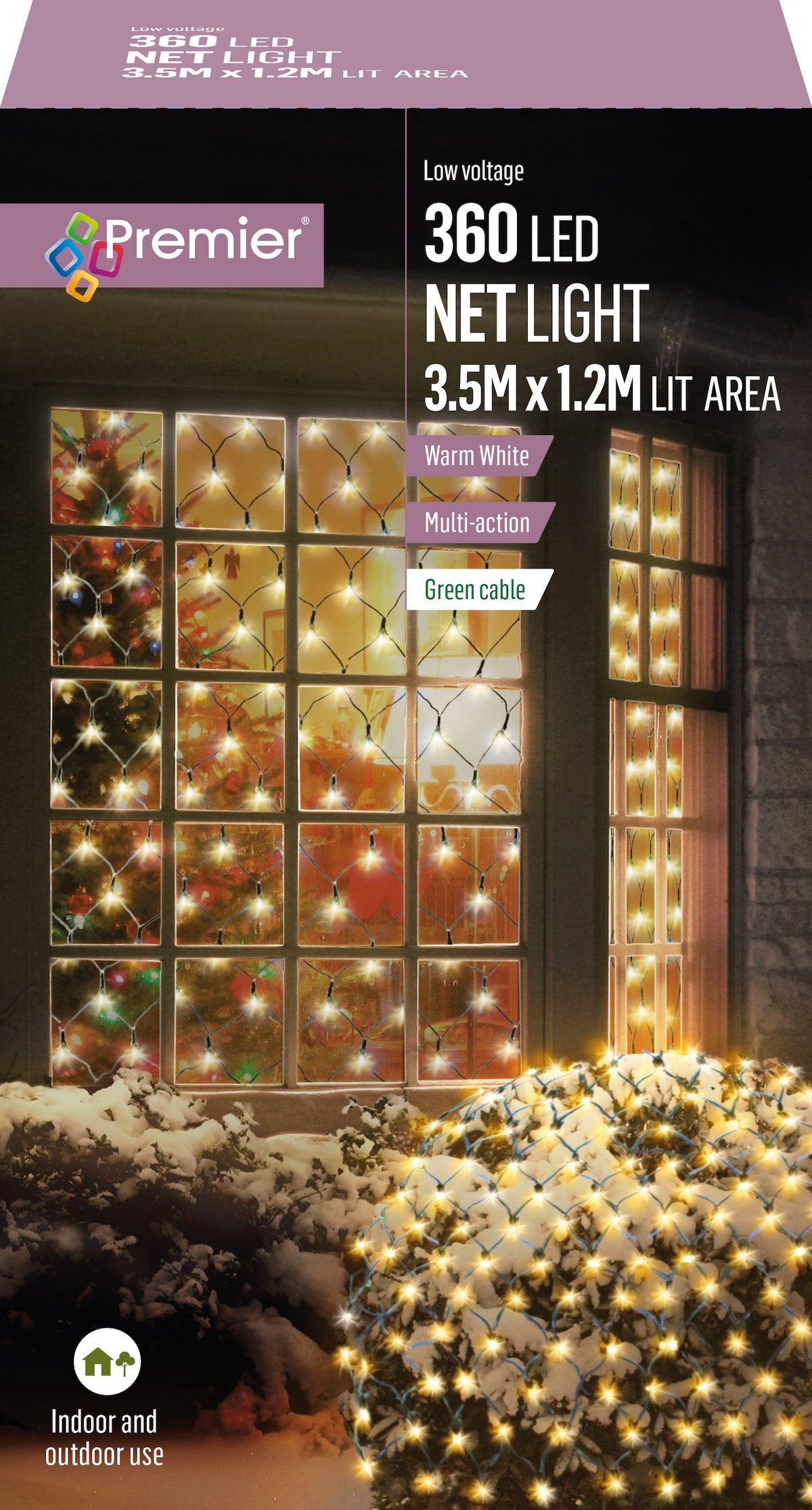 Multi-Action Warm White LED Net Christmas Lights