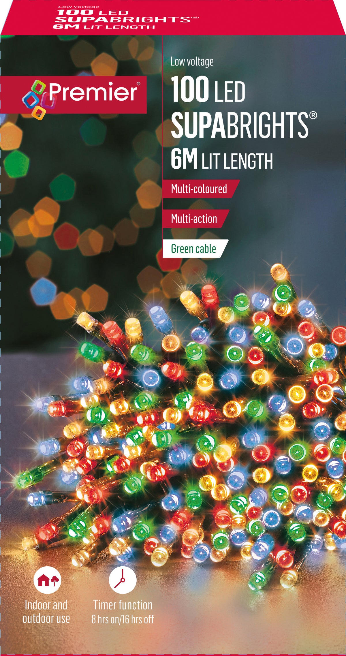 Premier - Multi Coloured LED Multi Action SupaBrights Christmas Lights